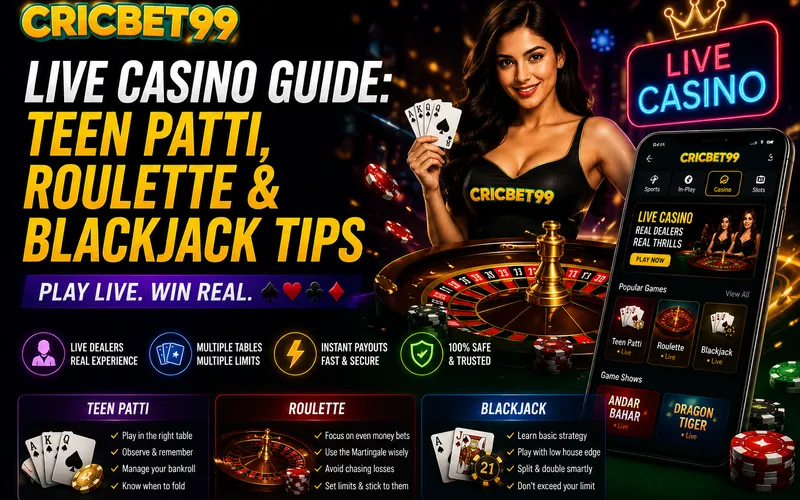 CricBet99 Live Casino Guide: Teen Patti, Roulette & Blackjack Tips