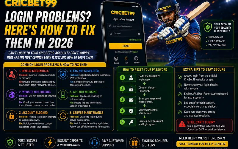 CricBet99 Login Problems? Here's How to Fix Them in 2026